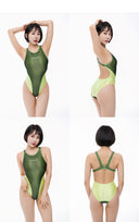 LEOHEX Liquid Gloss Mesh-Panel High-Cut Swimsuit – product image 16
