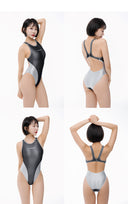 LEOHEX Liquid Gloss Mesh-Panel High-Cut Swimsuit – product image 6