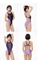 LEOHEX Liquid Gloss Mesh-Panel High-Cut Swimsuit – product image 11