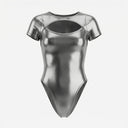LEOHEX Titanium Gloss Keyhole Short Sleeve High-Cut Swimsuit – product image 10