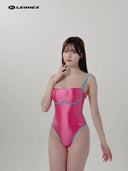 LEOHEX Liquid Gloss Contrast Trim High-Cut One-Piece Swimsuit – product image 3